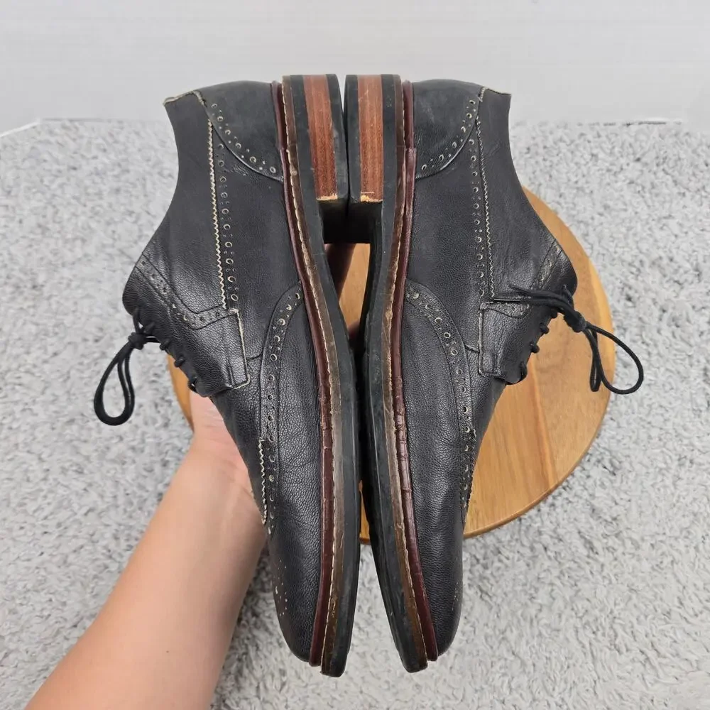 Cole Haan Mens 11.5M Warren Black Wingtip Brogue Oxford Casual Daily Dress Shoe
